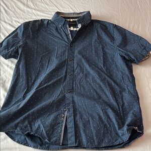 Denim & Flower Men's Navy Blue Polka Dot Shirt